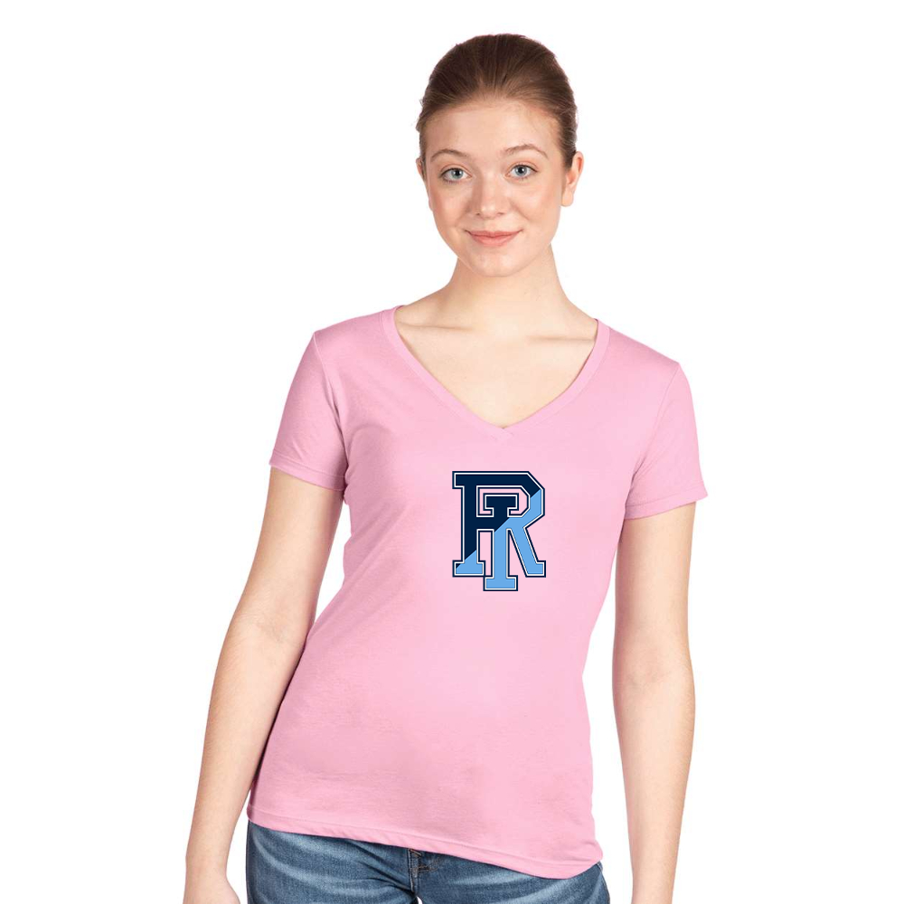 Women's Rhode Island Rams Logo  Next Level V-Neck T-Shirt