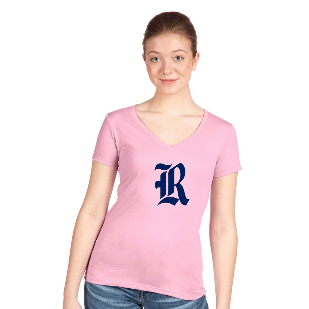 Women's Rice Owls Logo Next Level V-Neck T-Shirt