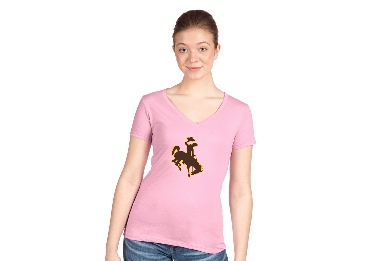 Women's Wyoming Cowboys Next Level V-Neck T-Shirt