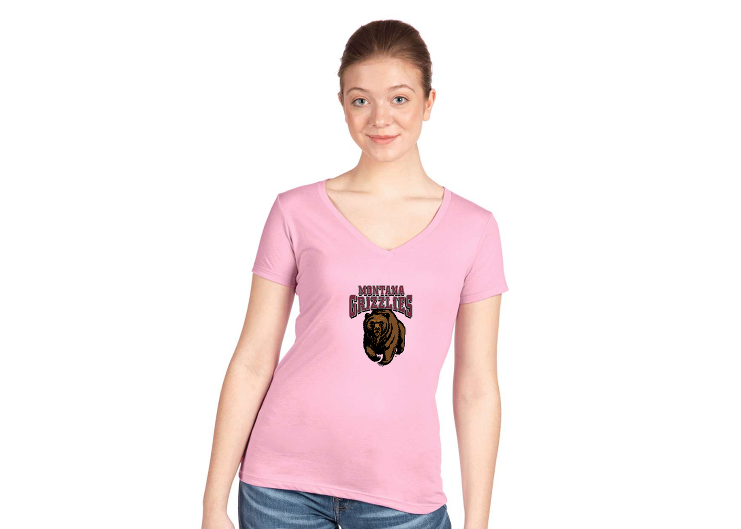 Women's Montana Grizzliesl Next Level V-Neck T-Shirt