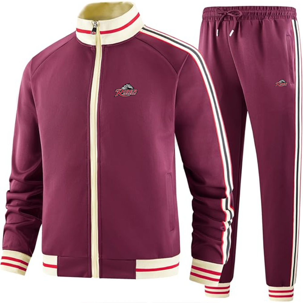 Men's Rider Broncs Logo Tracksuit with Bold Striped Accents and Zippered Front Athletic Wear