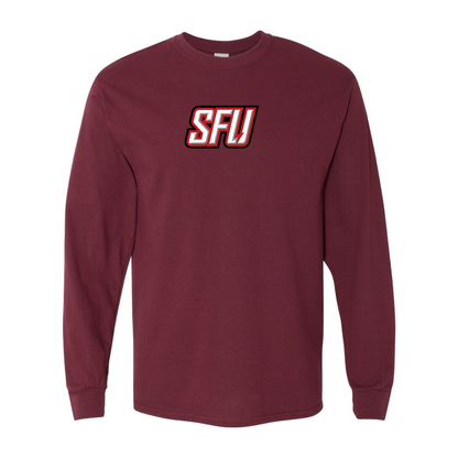 Men's Saint Francis Red Flash Logo Gildan Heavy Cotton Long Sleeve T-Shirt