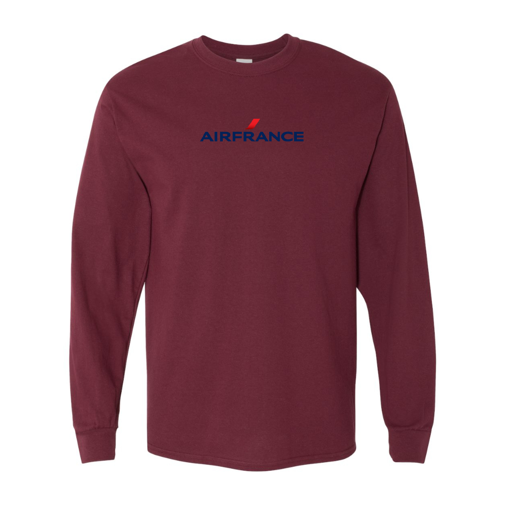 Men's Air France Logo Gildan Heavy Cotton Long Sleeve T-Shirt