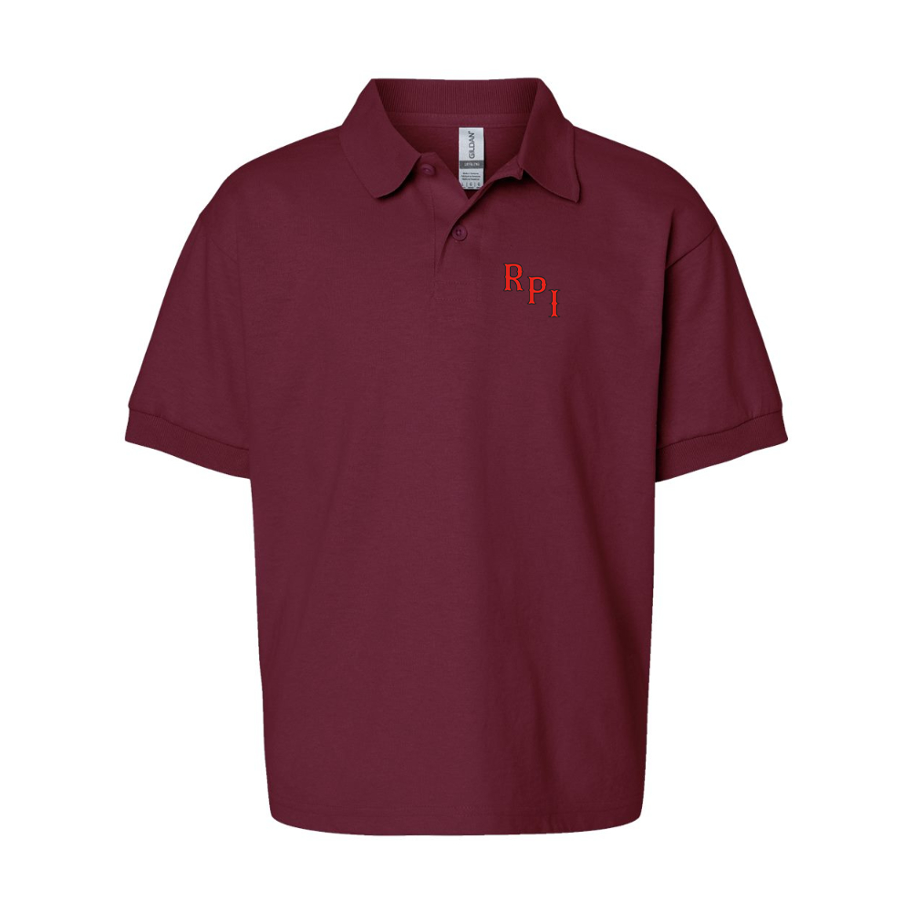 Youth RPI Engineers Logo Gildan Dry Blend Jersey Polo