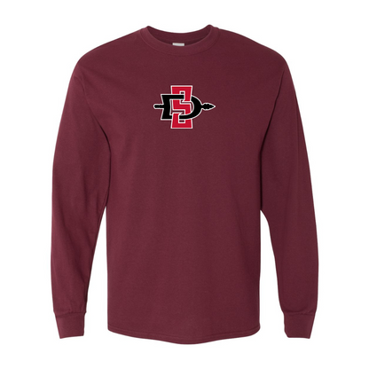 Men's San Diego State Aztecs Logo Gildan Heavy Cotton Long Sleeve T-Shirt