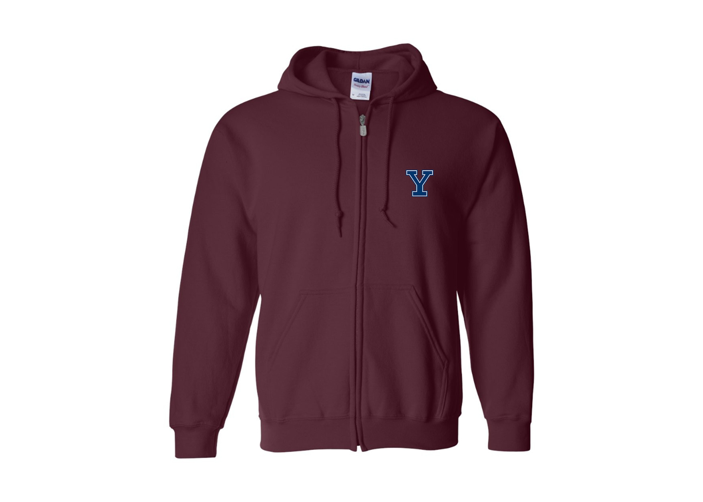 Men's Yale Bulldogs Gildan  Heavy Blend Full Zip Hooded Sweatshirt