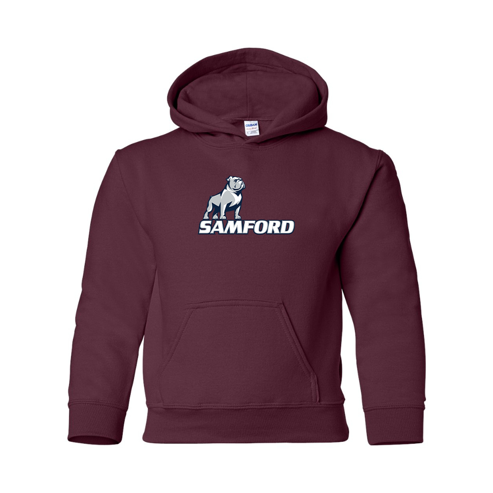 Youth Samford Bulldogs Logo Gildan Heavy Blend  Hooded Sweatshirt