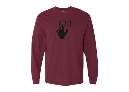 Men's Off-White Hand Gildan Heavy Cotton Long Sleeve T-Shirt