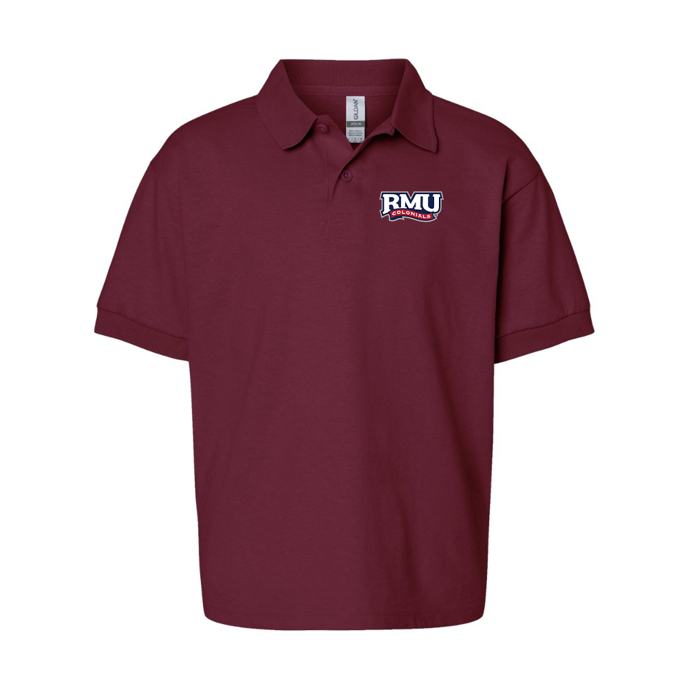 Youth Robert Morris Colonials Logo Gildan Dry Blend Jersey Polo