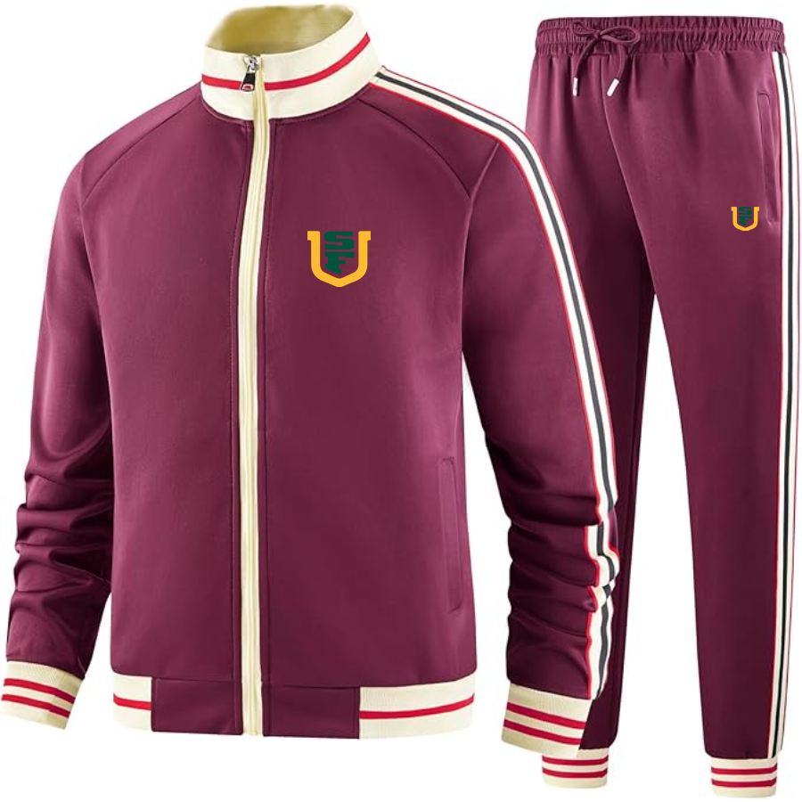 Men's San Francisco Dons Logo  Tracksuit with Bold Striped Accents and Zippered Front Athletic Wear