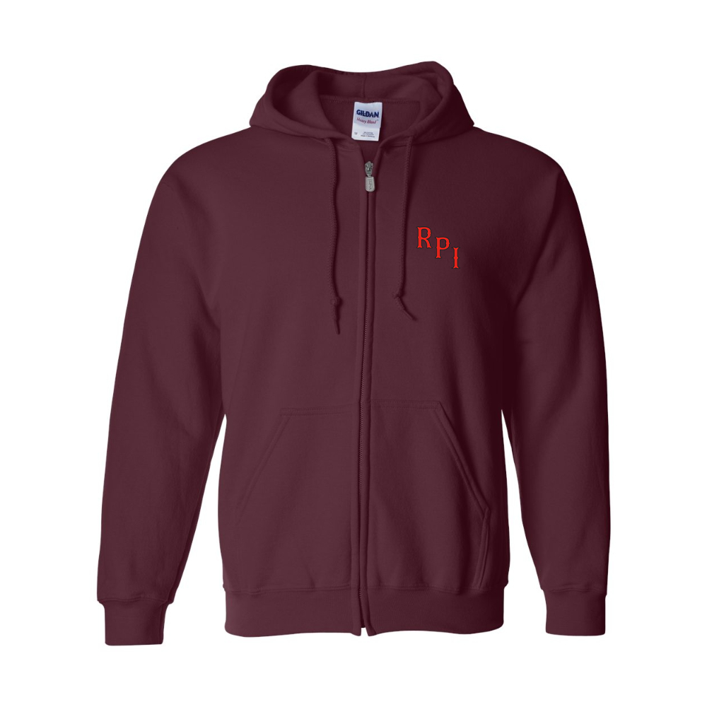Men's RPI Engineers Logo Gildan  Heavy Blend Full Zip Hooded Sweatshirt