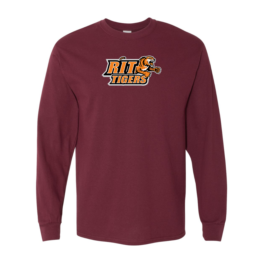 Men's RIT Tigers Logo Gildan Heavy Cotton Long Sleeve T-Shirt