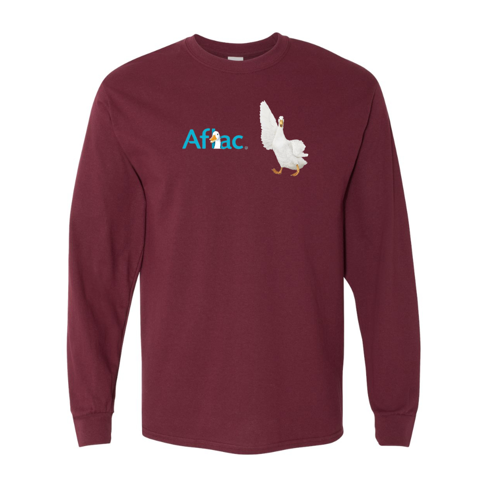 Men's Aflac Logo and Duck Gildan Heavy Cotton Long Sleeve T-Shirt