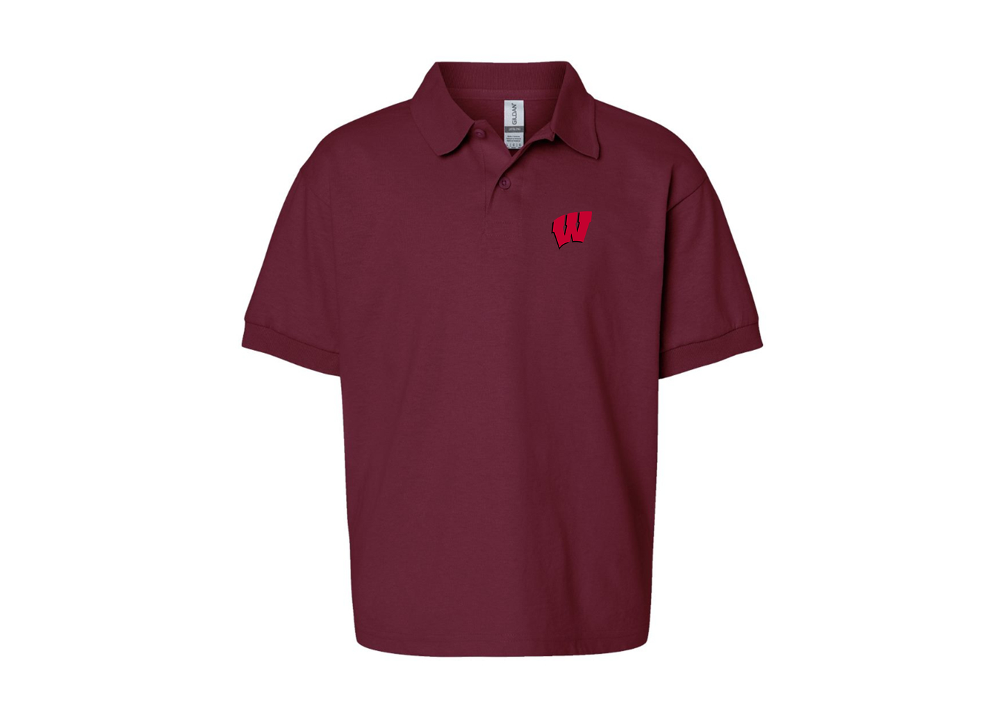 Youth Wisconsin Badgers Gildan Dry Blend Jersey Polo