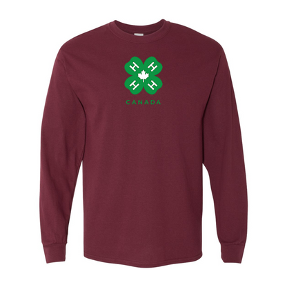 Men's 4H Canada Logo Gildan Heavy Cotton Long Sleeve T-Shirt