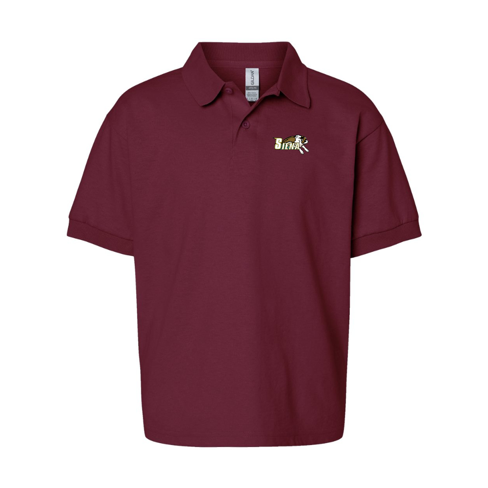 Youth Siena Saints Logo Gildan Dry Blend Jersey Polo