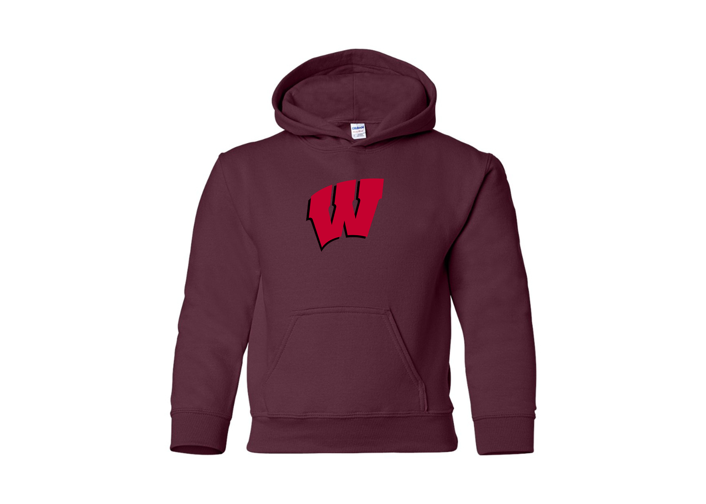 Youth Wisconsin Badgers Gildan Heavy Blend  Hooded Sweatshirt