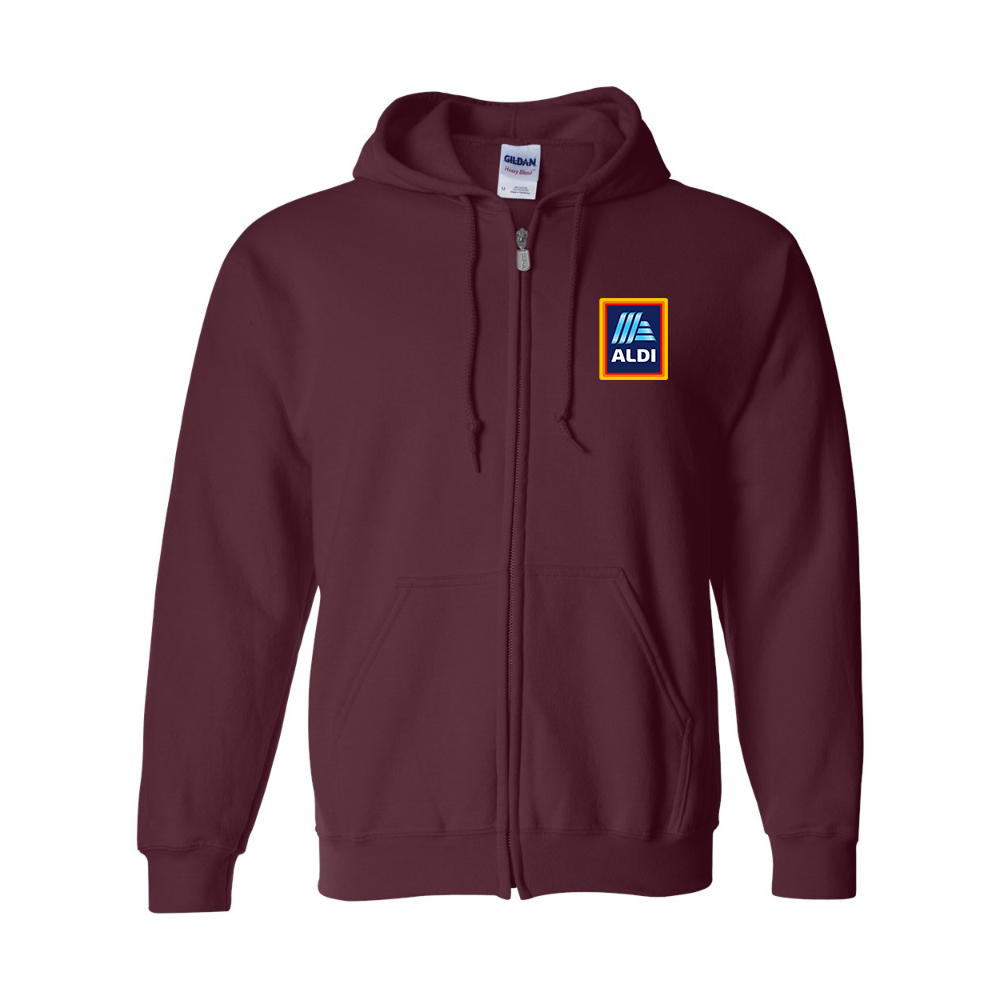 Men's Aldi Logo Gildan  Heavy Blend Full Zip Hooded Sweatshirt