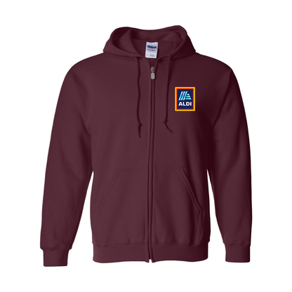 Men's Aldi Logo Gildan  Heavy Blend Full Zip Hooded Sweatshirt