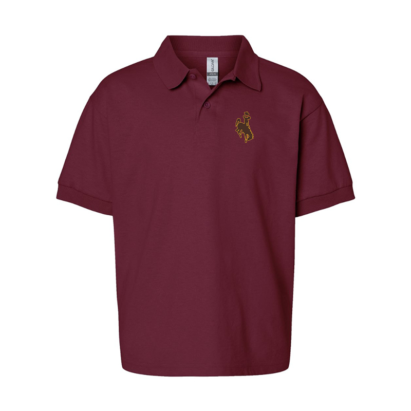 Youth Wyoming Cowboys Gildan Dry Blend Jersey Polo