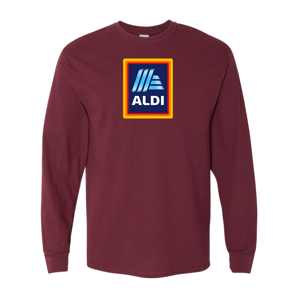 Men's Aldi Logo Gildan Heavy Cotton Long Sleeve T-Shirt