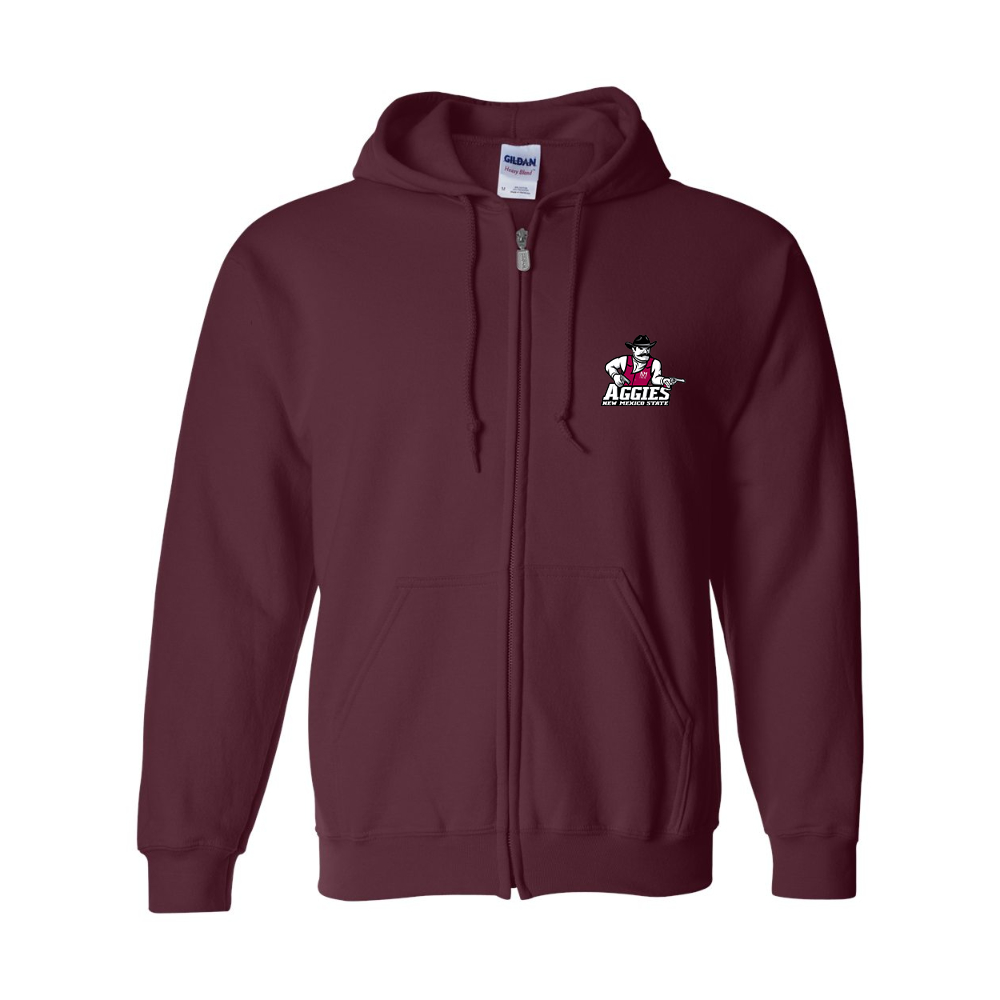 Men's Aggies New Mexico State Logo Gildan  Heavy Blend Full Zip Hooded Sweatshirt