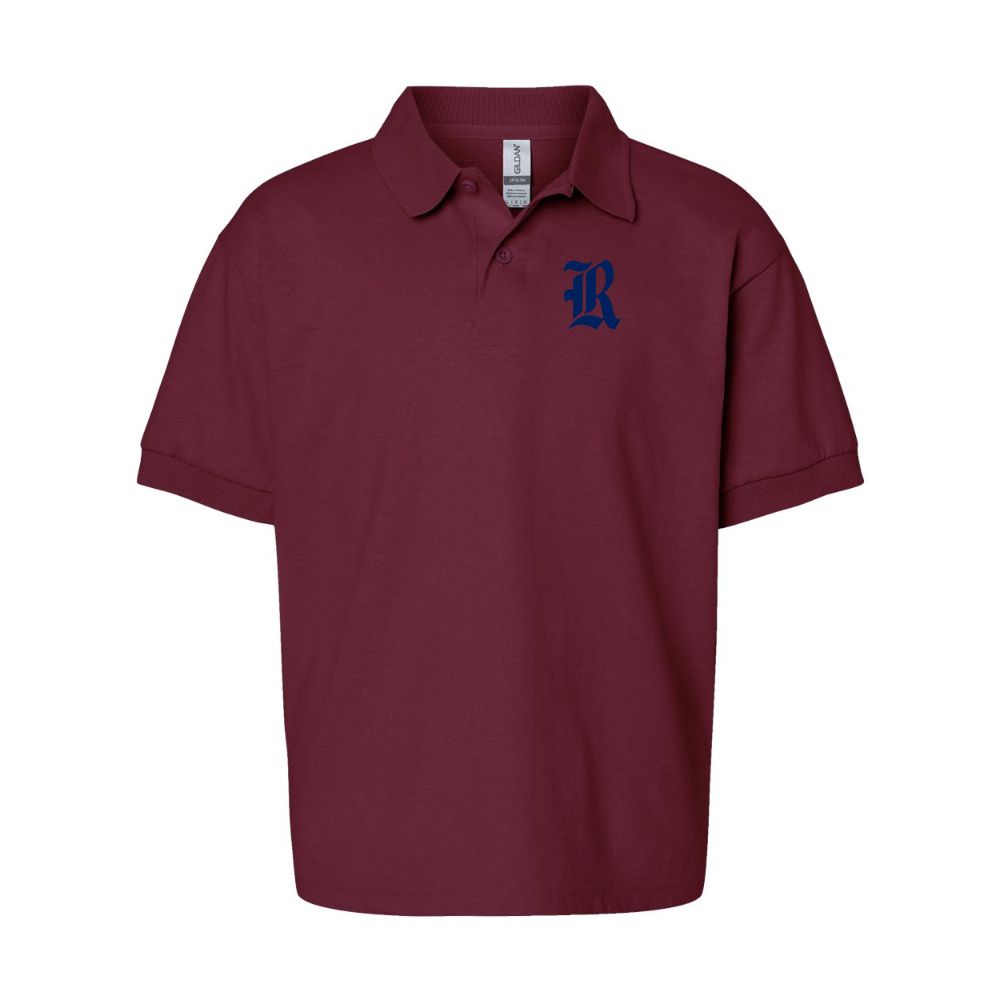 Youth Rice Owls Logo Gildan Dry Blend Jersey Polo
