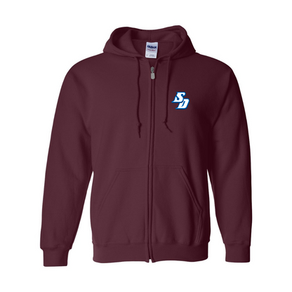 Men's San Diego Toreros Logo Gildan  Heavy Blend Full Zip Hooded Sweatshirt