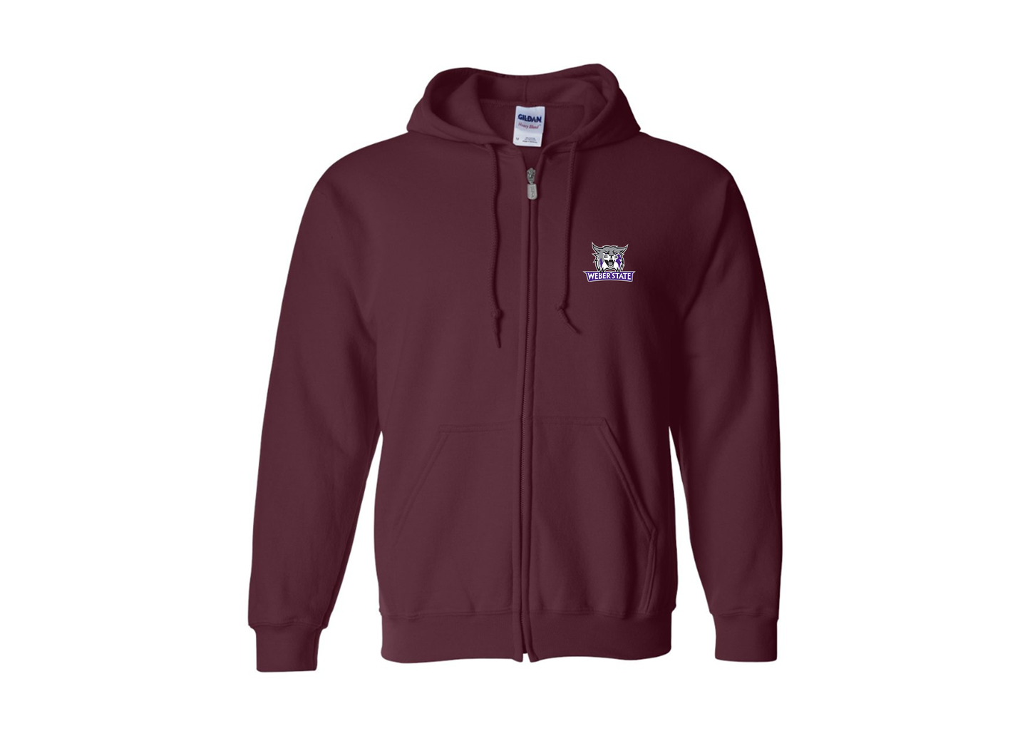 Men's Weber State Wildcats Gildan  Heavy Blend Full Zip Hooded Sweatshirt