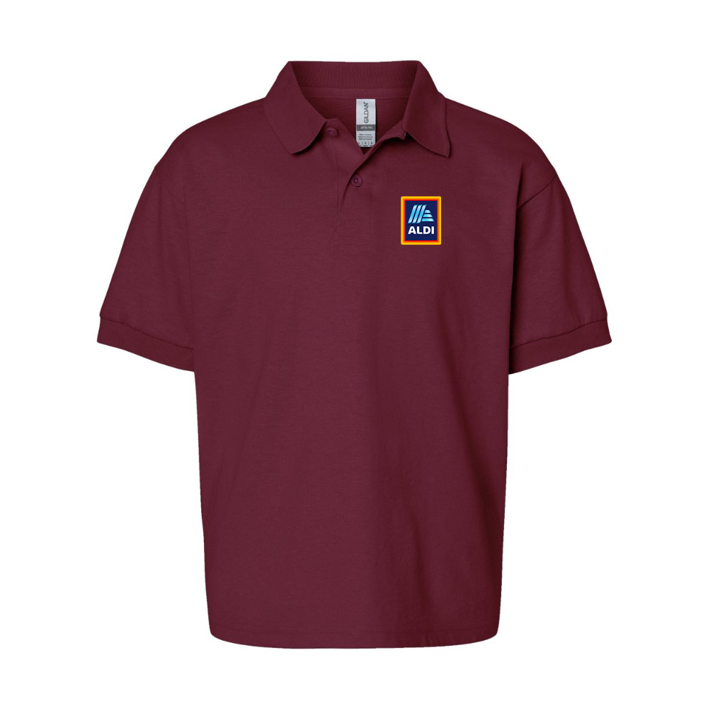 Youth Aldi Logo Gildan Dry Blend Jersey Polo