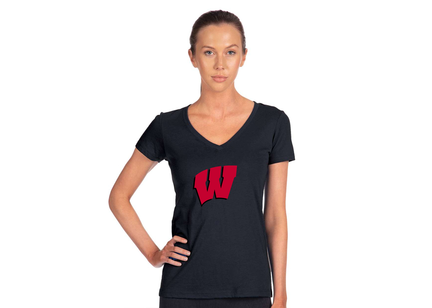 Women's Wisconsin Badgers Next Level V-Neck T-Shirt