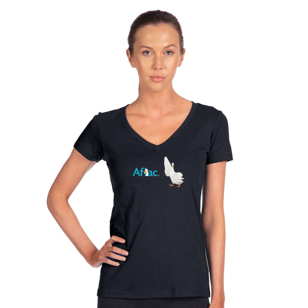 Women's Aflac Logo and Duck Next Level V-Neck T-Shirt