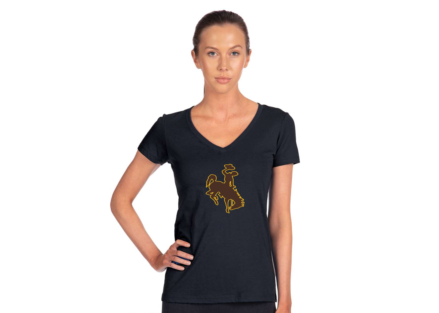 Women's Wyoming Cowboys Next Level V-Neck T-Shirt