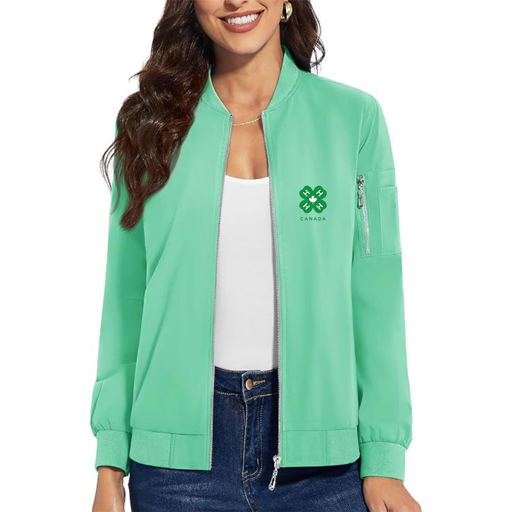 Women's 4H Canada Logo  Premium Bomber Jacket with Polished Detailing and Functional Sleeve Pocket Modern Luxury Outerwear