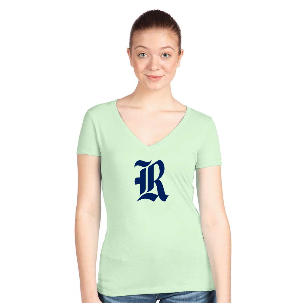 Women's Rice Owls Logo Next Level V-Neck T-Shirt