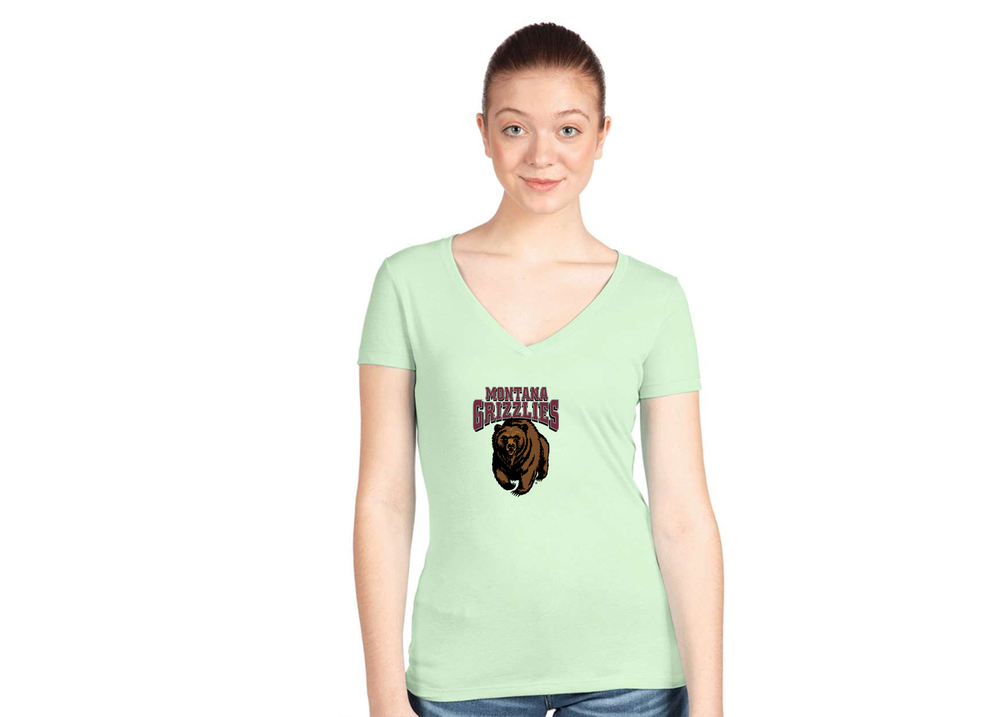 Women's Montana Grizzliesl Next Level V-Neck T-Shirt