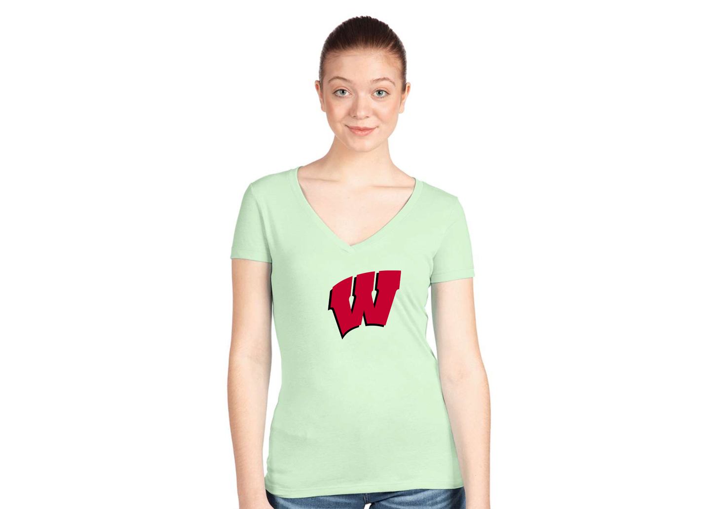 Women's Wisconsin Badgers Next Level V-Neck T-Shirt
