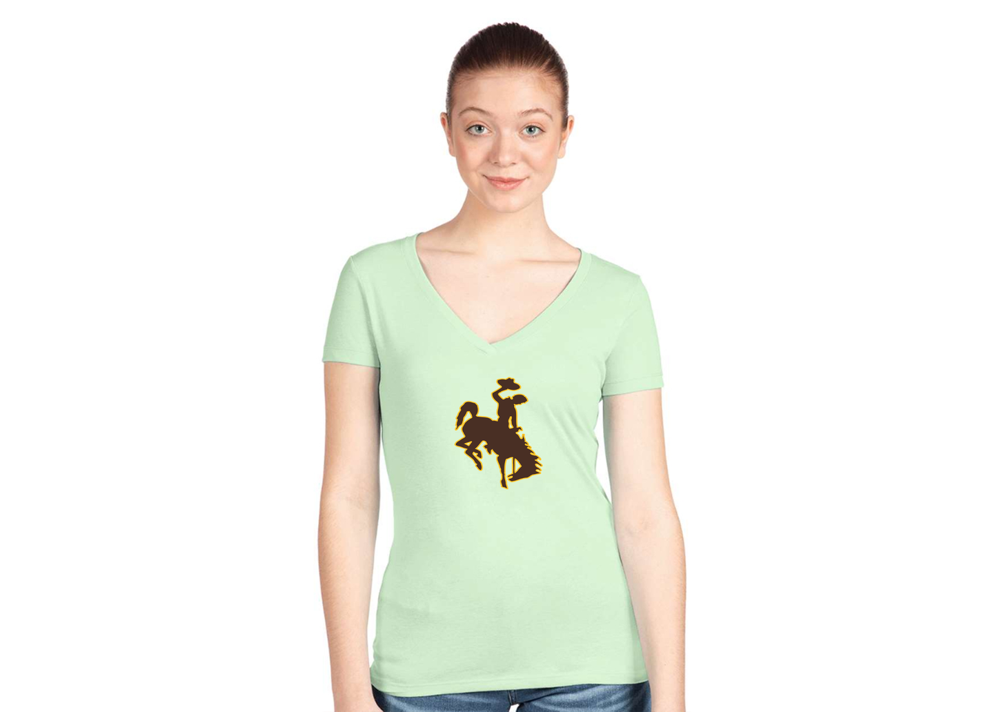 Women's Wyoming Cowboys Next Level V-Neck T-Shirt