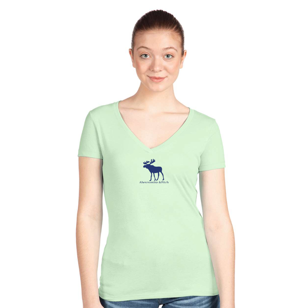 Women's Abercrombie & Fitch Moose Logo  Next Level V-Neck T-Shirt