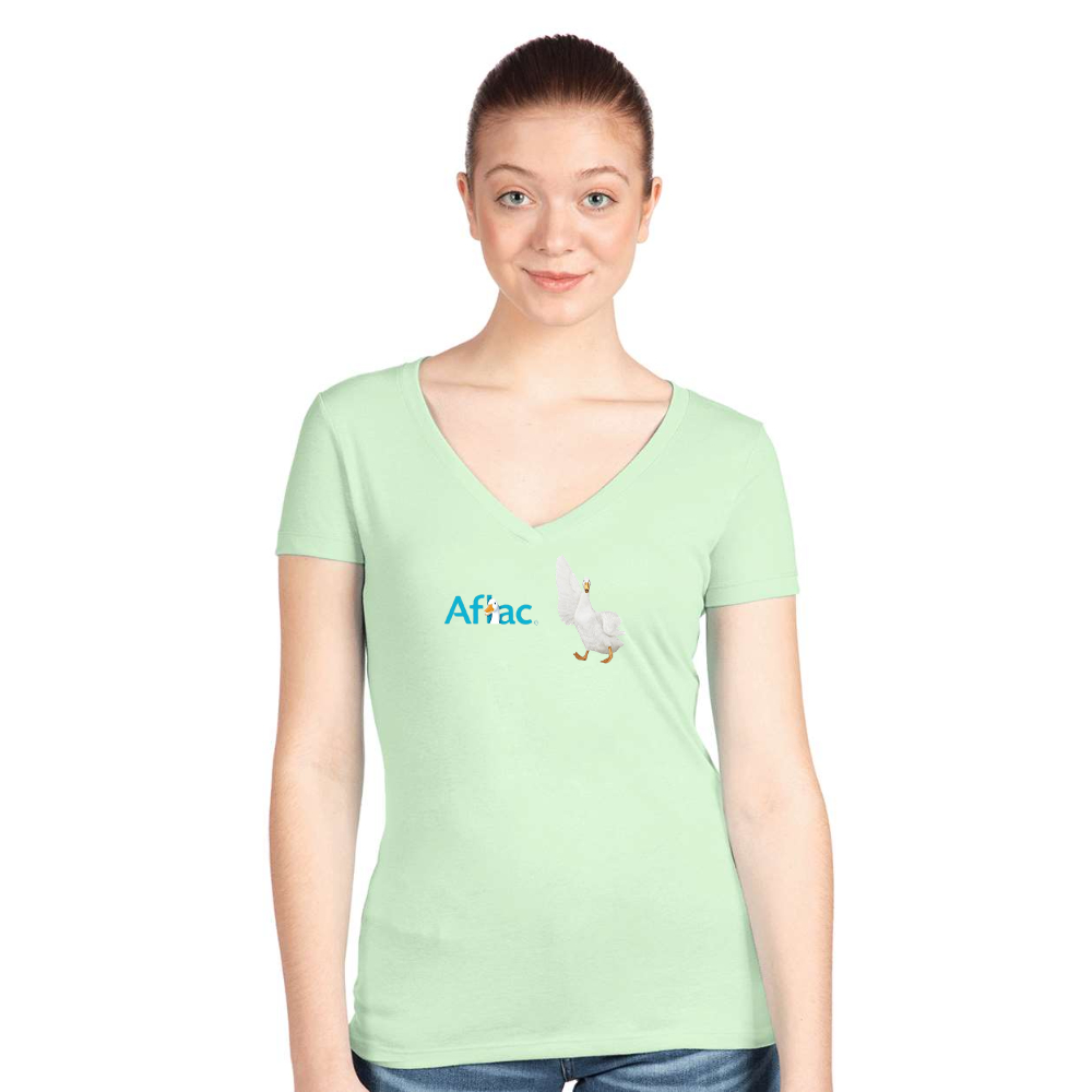 Women's Aflac Logo and Duck Next Level V-Neck T-Shirt