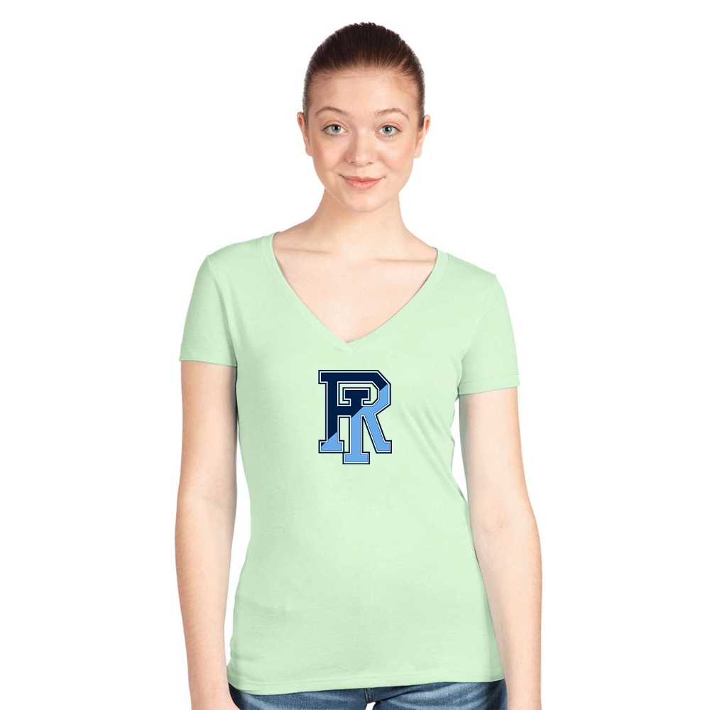Women's Rhode Island Rams Logo  Next Level V-Neck T-Shirt