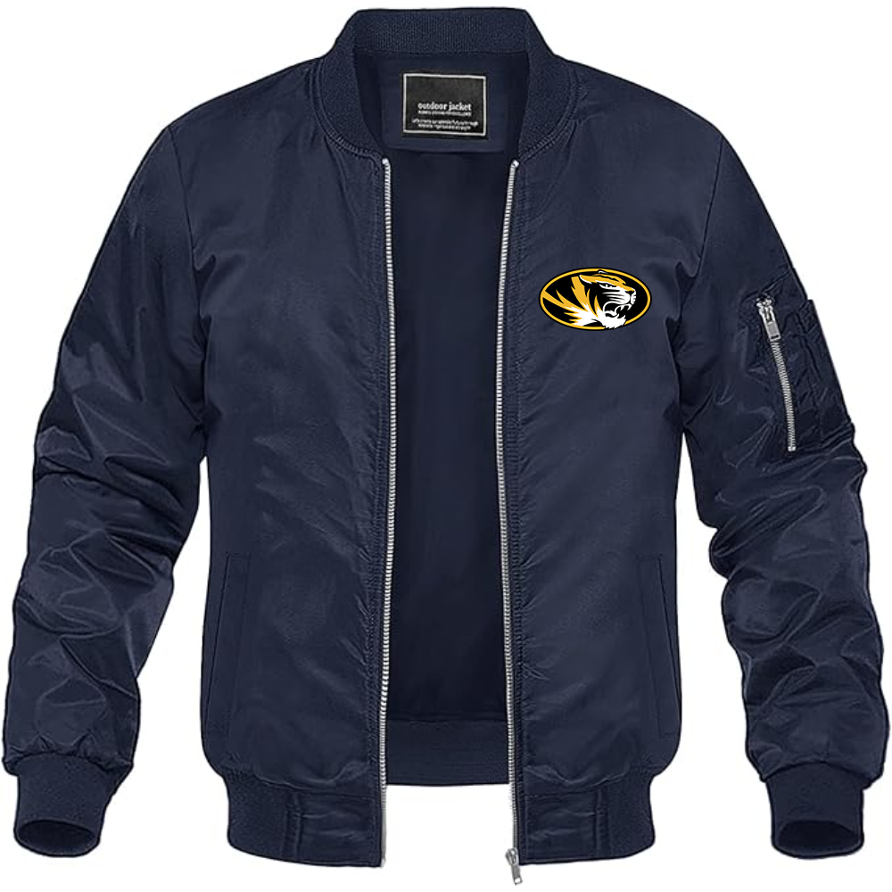 Men's Missouri Tigers Logo Lightweight Bomber Jacket Windbreaker Softshell Varsity Jacket Coat