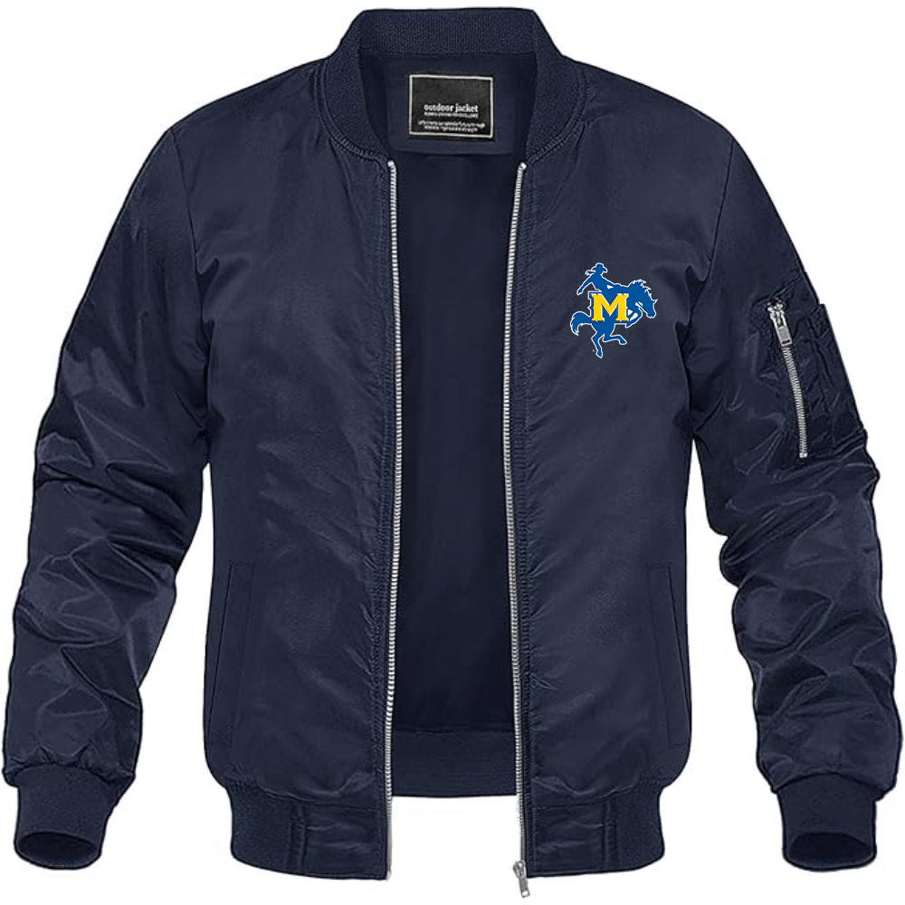 Men's McNeese State Cowboys Logo Lightweight Bomber Jacket Windbreaker Softshell Varsity Jacket Coat