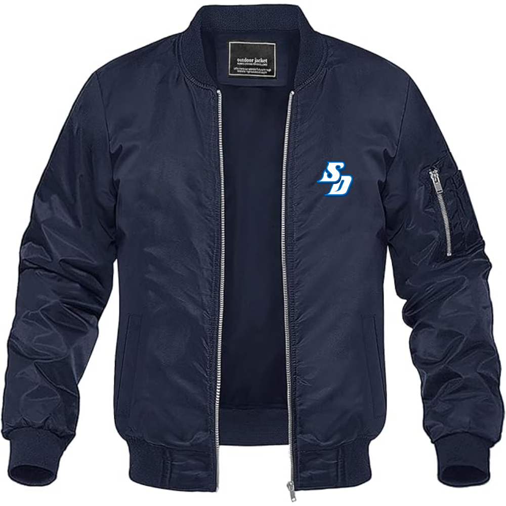 Men's San Diego Toreros Logo Lightweight Bomber Jacket Windbreaker Softshell Varsity Jacket Coat