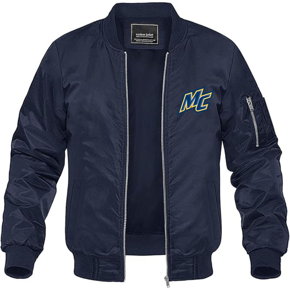 Men's Merrimack Warriors Logo Lightweight Bomber Jacket Windbreaker Softshell Varsity Jacket Coat