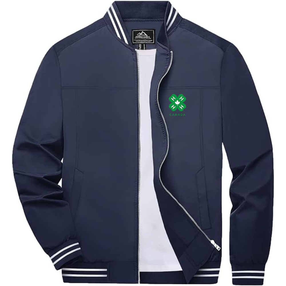 Men's 4H Canada Logo Lightweight Zip-Up Ribbed Collar and Cuffs Bomber Jacket