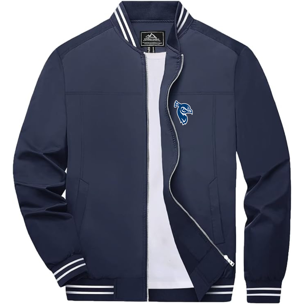 Men's Saint Peters Peacocks Logo Lightweight Zip-Up Ribbed Collar and Cuffs Bomber Jacket