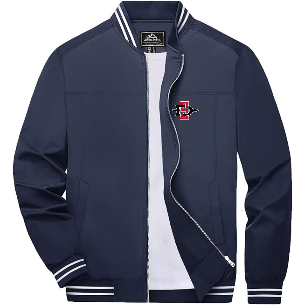 Men's San Diego State Aztecs Logo Lightweight Zip-Up Ribbed Collar and Cuffs Bomber Jacket