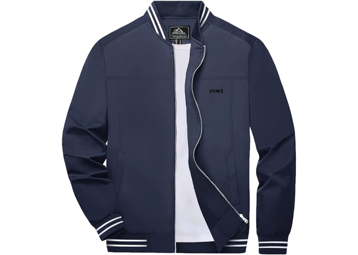 Men's Underworld Lightweight Zip-Up Ribbed Collar and Cuffs Bomber Jacket