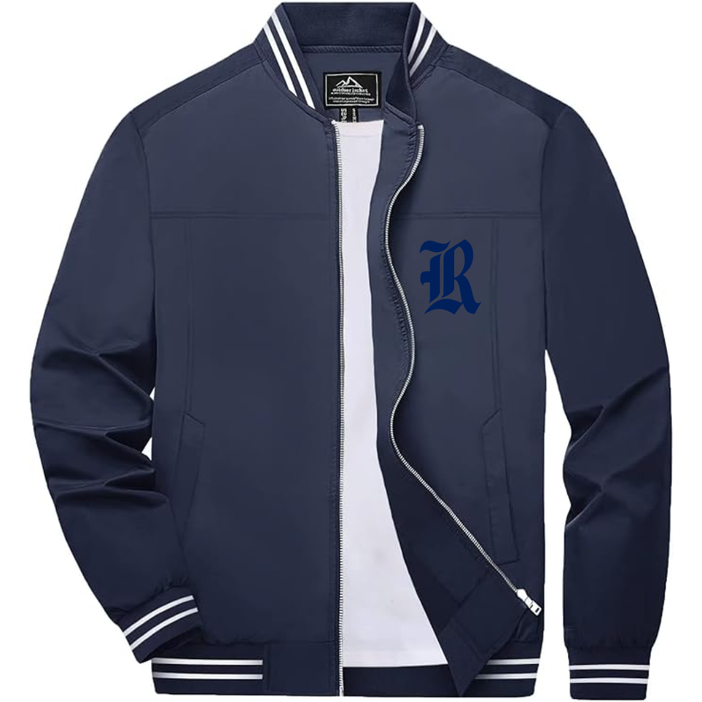 Men's Rice Owls Logo Lightweight Zip-Up Ribbed Collar and Cuffs Bomber Jacket